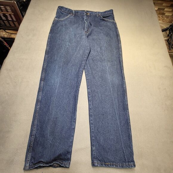 Rustler Jeans Mens 38x32 Blue Straight Leg Distressed Denim Workwear - Picture 1 of 9